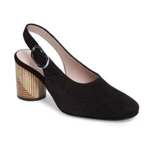 Taryn Rose Fabiola Suede Slingback Wood Heels 7.5 M